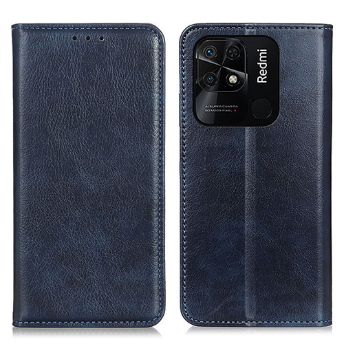 Leather Case Stands Flip Cover Holder N01P for Xiaomi Redmi 10 Power Blue