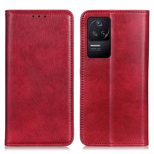 Leather Case Stands Flip Cover Holder N01P for Xiaomi Redmi K40S 5G Red