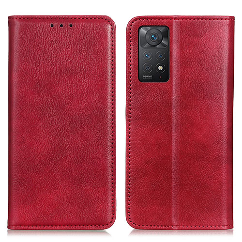 Leather Case Stands Flip Cover Holder N01P for Xiaomi Redmi Note 11 Pro 5G Red