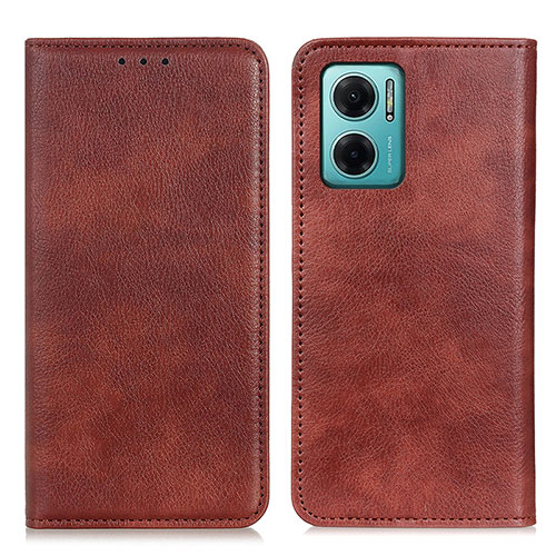 Leather Case Stands Flip Cover Holder N01P for Xiaomi Redmi Note 11E 5G Brown