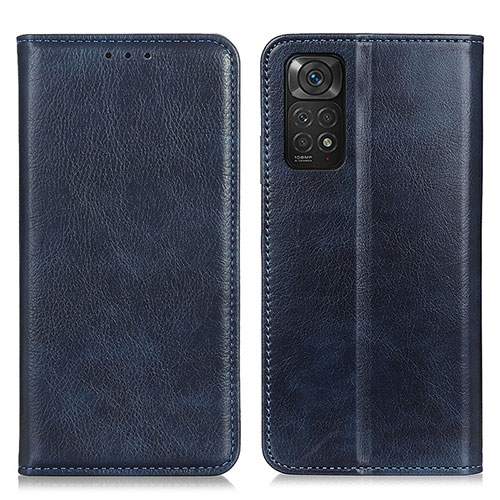 Leather Case Stands Flip Cover Holder N01P for Xiaomi Redmi Note 11S 4G Blue