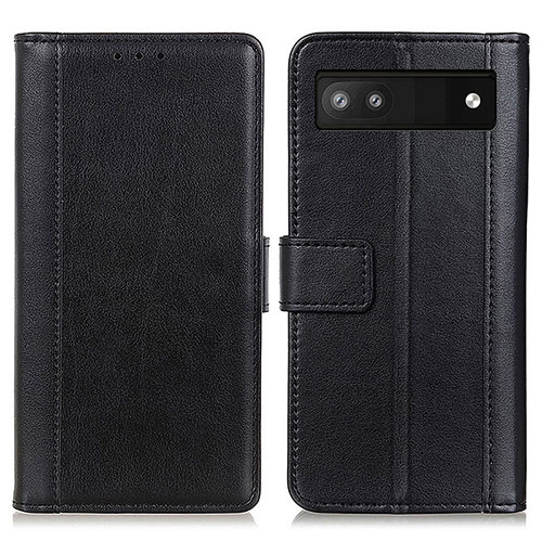 Leather Case Stands Flip Cover Holder N02P for Google Pixel 7a 5G Black