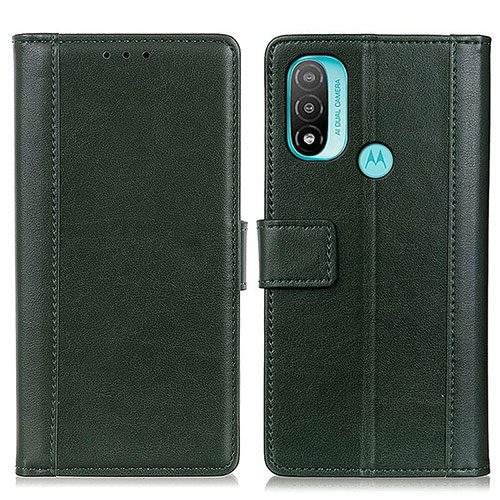 Leather Case Stands Flip Cover Holder N02P for Motorola Moto E20 Green