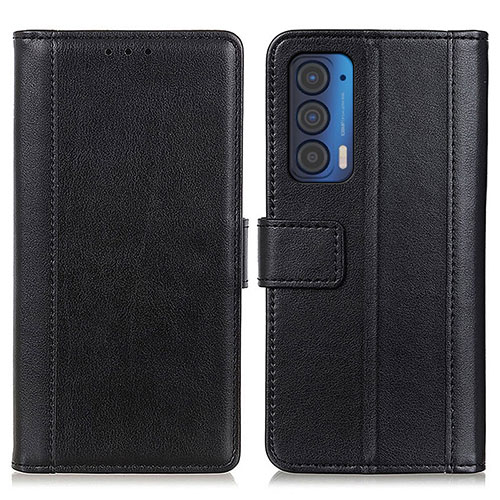 Leather Case Stands Flip Cover Holder N02P for Motorola Moto Edge (2021) 5G Black