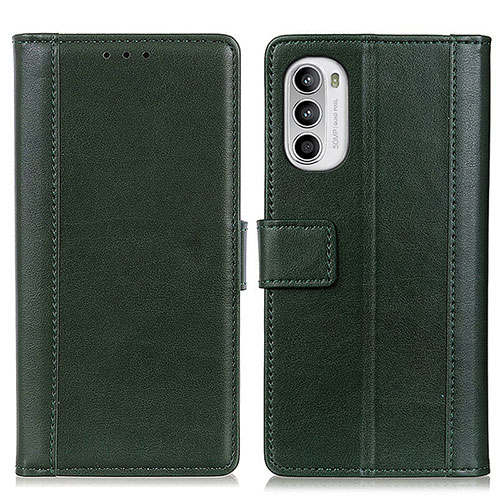 Leather Case Stands Flip Cover Holder N02P for Motorola Moto Edge (2022) 5G Green