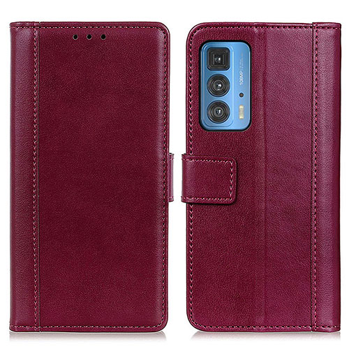 Leather Case Stands Flip Cover Holder N02P for Motorola Moto Edge S Pro 5G Red