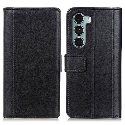 Leather Case Stands Flip Cover Holder N02P for Motorola Moto Edge S30 5G Black