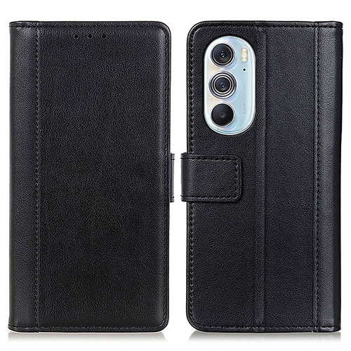Leather Case Stands Flip Cover Holder N02P for Motorola Moto Edge X30 5G Black