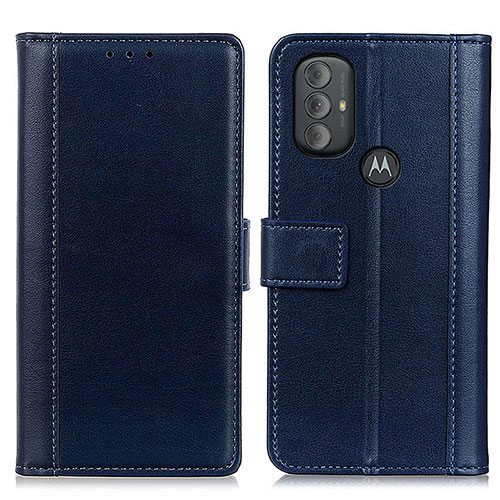 Leather Case Stands Flip Cover Holder N02P for Motorola Moto G Play (2023) Blue