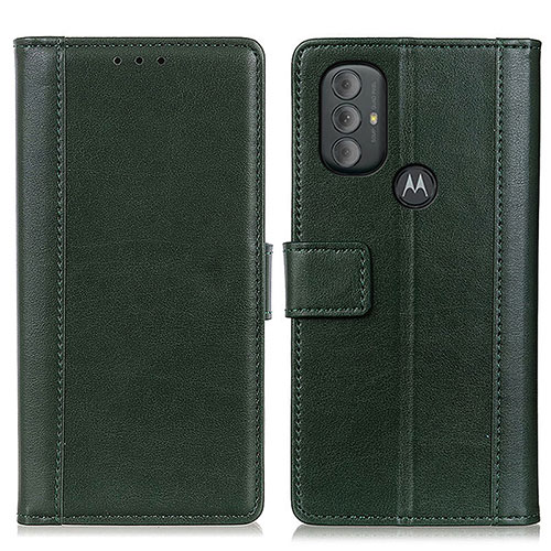 Leather Case Stands Flip Cover Holder N02P for Motorola Moto G Play (2023) Green