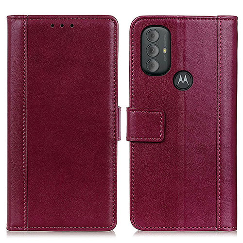 Leather Case Stands Flip Cover Holder N02P for Motorola Moto G Play (2023) Red