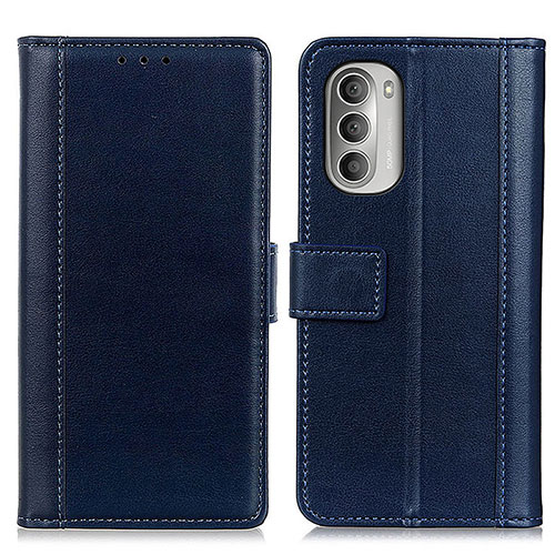 Leather Case Stands Flip Cover Holder N02P for Motorola Moto G Stylus (2022) 4G Blue