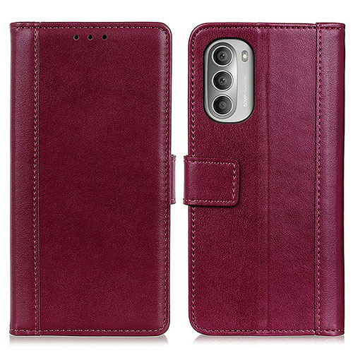 Leather Case Stands Flip Cover Holder N02P for Motorola Moto G Stylus (2022) 5G Red