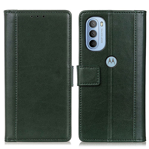 Leather Case Stands Flip Cover Holder N02P for Motorola Moto G31 Green