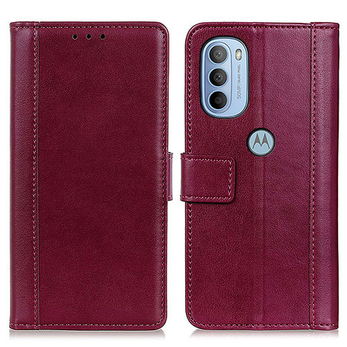 Leather Case Stands Flip Cover Holder N02P for Motorola Moto G31 Red