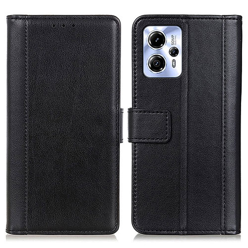 Leather Case Stands Flip Cover Holder N02P for Motorola Moto G53 5G Black