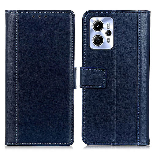 Leather Case Stands Flip Cover Holder N02P for Motorola Moto G53j 5G Blue