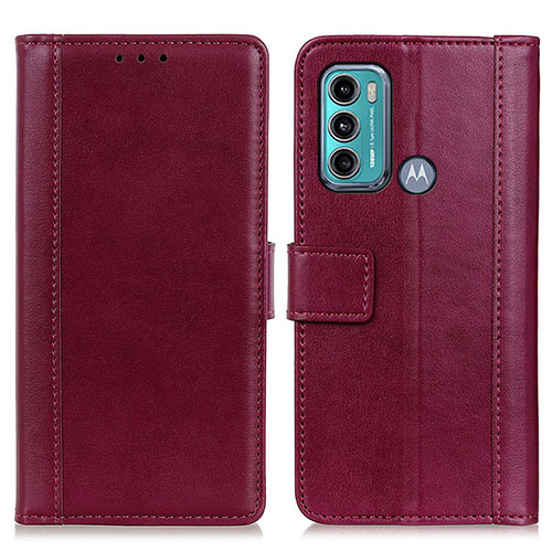 Leather Case Stands Flip Cover Holder N02P for Motorola Moto G60 Red