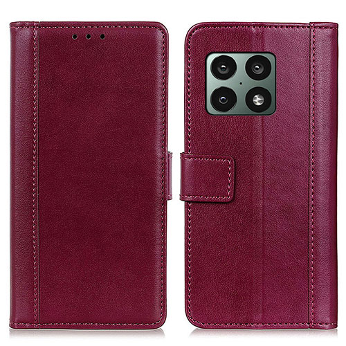 Leather Case Stands Flip Cover Holder N02P for OnePlus 10 Pro 5G Red