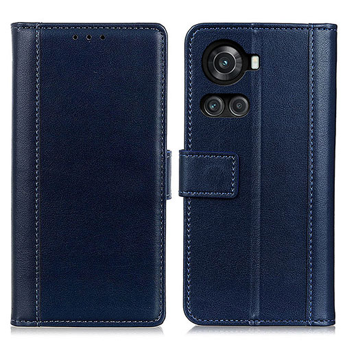 Leather Case Stands Flip Cover Holder N02P for OnePlus 10R 5G Blue