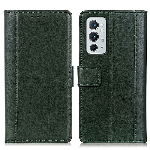 Leather Case Stands Flip Cover Holder N02P for OnePlus 9RT 5G Green