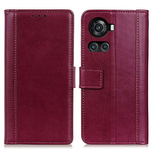 Leather Case Stands Flip Cover Holder N02P for OnePlus Ace 5G Red