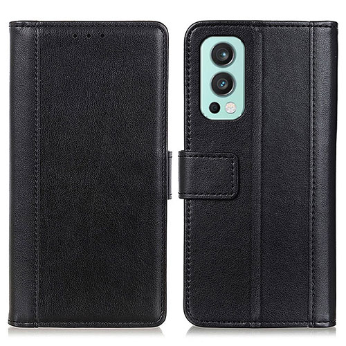 Leather Case Stands Flip Cover Holder N02P for OnePlus Nord 2 5G Black