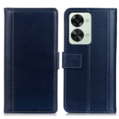 Leather Case Stands Flip Cover Holder N02P for OnePlus Nord 2T 5G Blue