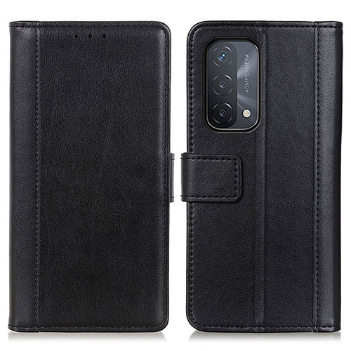 Leather Case Stands Flip Cover Holder N02P for Oppo A54 5G Black