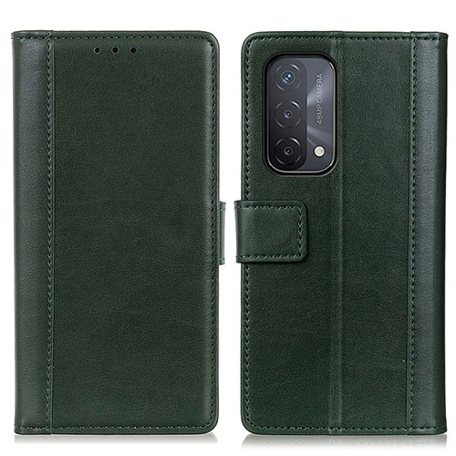 Leather Case Stands Flip Cover Holder N02P for Oppo A54 5G Green