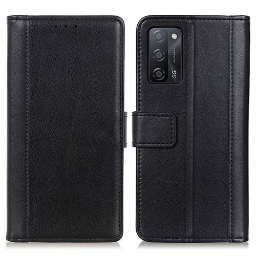 Leather Case Stands Flip Cover Holder N02P for Oppo A56 5G Black