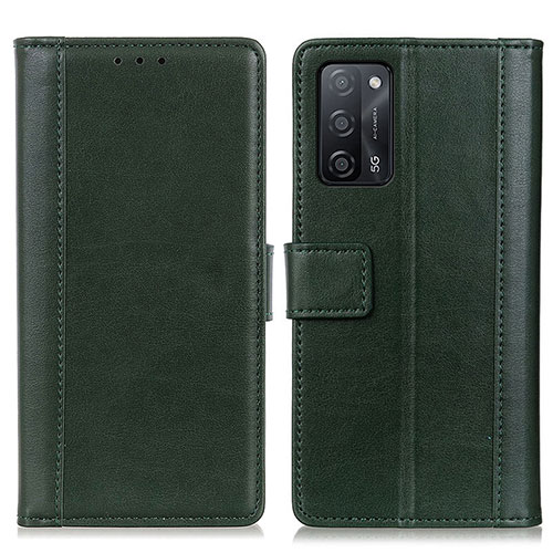 Leather Case Stands Flip Cover Holder N02P for Oppo A56 5G Green