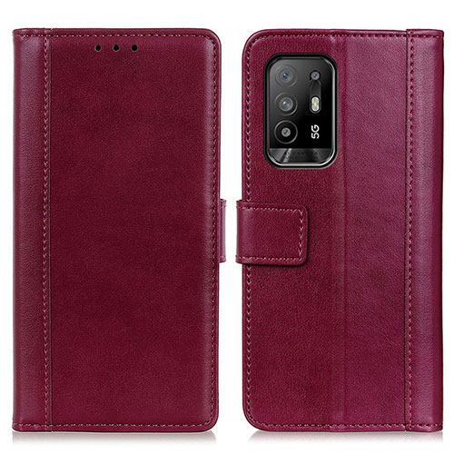 Leather Case Stands Flip Cover Holder N02P for Oppo A94 5G Red