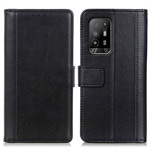 Leather Case Stands Flip Cover Holder N02P for Oppo A95 5G Black