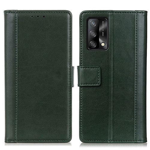 Leather Case Stands Flip Cover Holder N02P for Oppo F19 Green