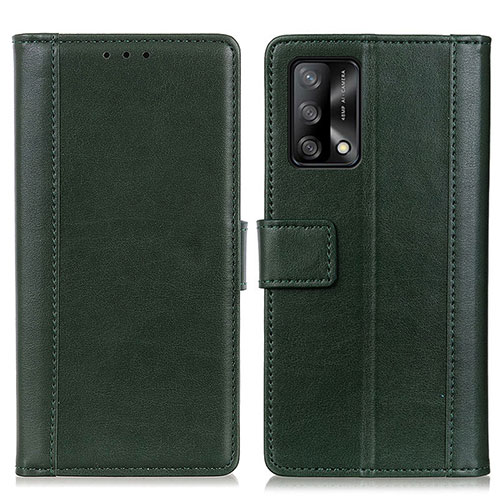 Leather Case Stands Flip Cover Holder N02P for Oppo F19s Green