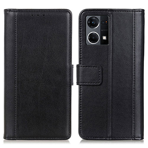 Leather Case Stands Flip Cover Holder N02P for Oppo F21 Pro 4G Black