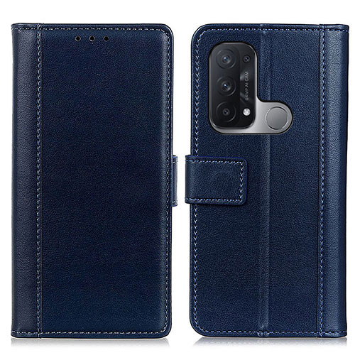 Leather Case Stands Flip Cover Holder N02P for Oppo Reno5 A Blue