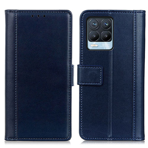 Leather Case Stands Flip Cover Holder N02P for Realme 8 4G Blue