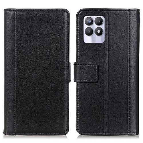 Leather Case Stands Flip Cover Holder N02P for Realme 8i Black