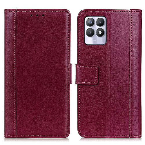 Leather Case Stands Flip Cover Holder N02P for Realme Narzo 50 4G Red