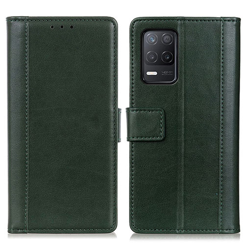 Leather Case Stands Flip Cover Holder N02P for Realme Q3 5G Green