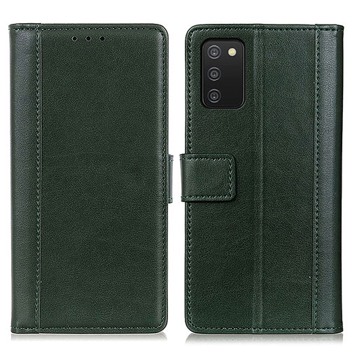 Leather Case Stands Flip Cover Holder N02P for Samsung Galaxy A03s Green