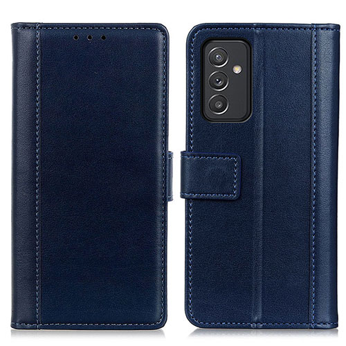 Leather Case Stands Flip Cover Holder N02P for Samsung Galaxy A05s Blue