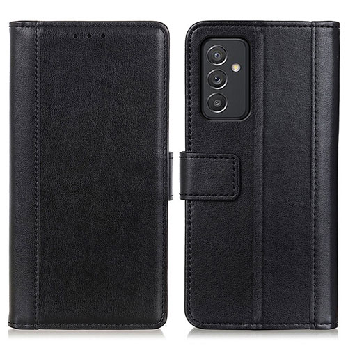 Leather Case Stands Flip Cover Holder N02P for Samsung Galaxy A15 4G Black