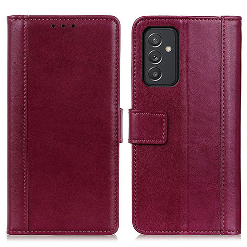 Leather Case Stands Flip Cover Holder N02P for Samsung Galaxy A25 5G Red