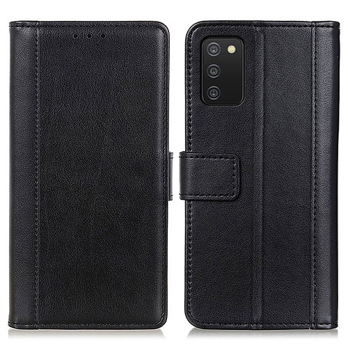 Leather Case Stands Flip Cover Holder N02P for Samsung Galaxy F02S SM-E025F Black