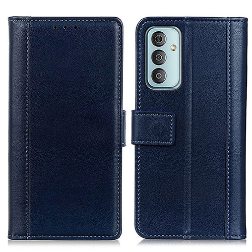 Leather Case Stands Flip Cover Holder N02P for Samsung Galaxy M23 5G Blue