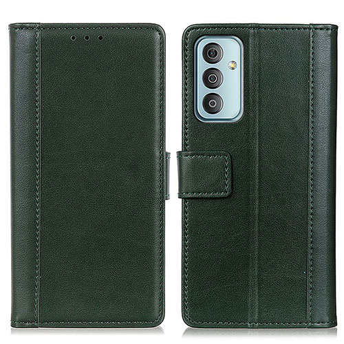 Leather Case Stands Flip Cover Holder N02P for Samsung Galaxy M23 5G Green