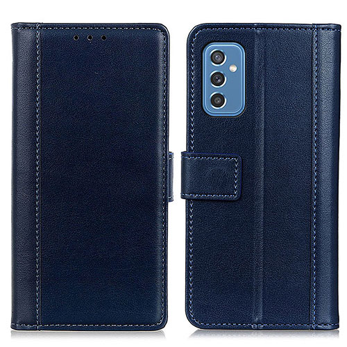 Leather Case Stands Flip Cover Holder N02P for Samsung Galaxy M52 5G Blue